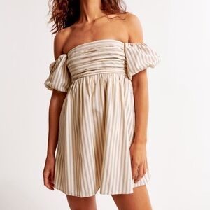 Abercrombie & Fitch Emerson Strapless Cream and Tan Skort Dress